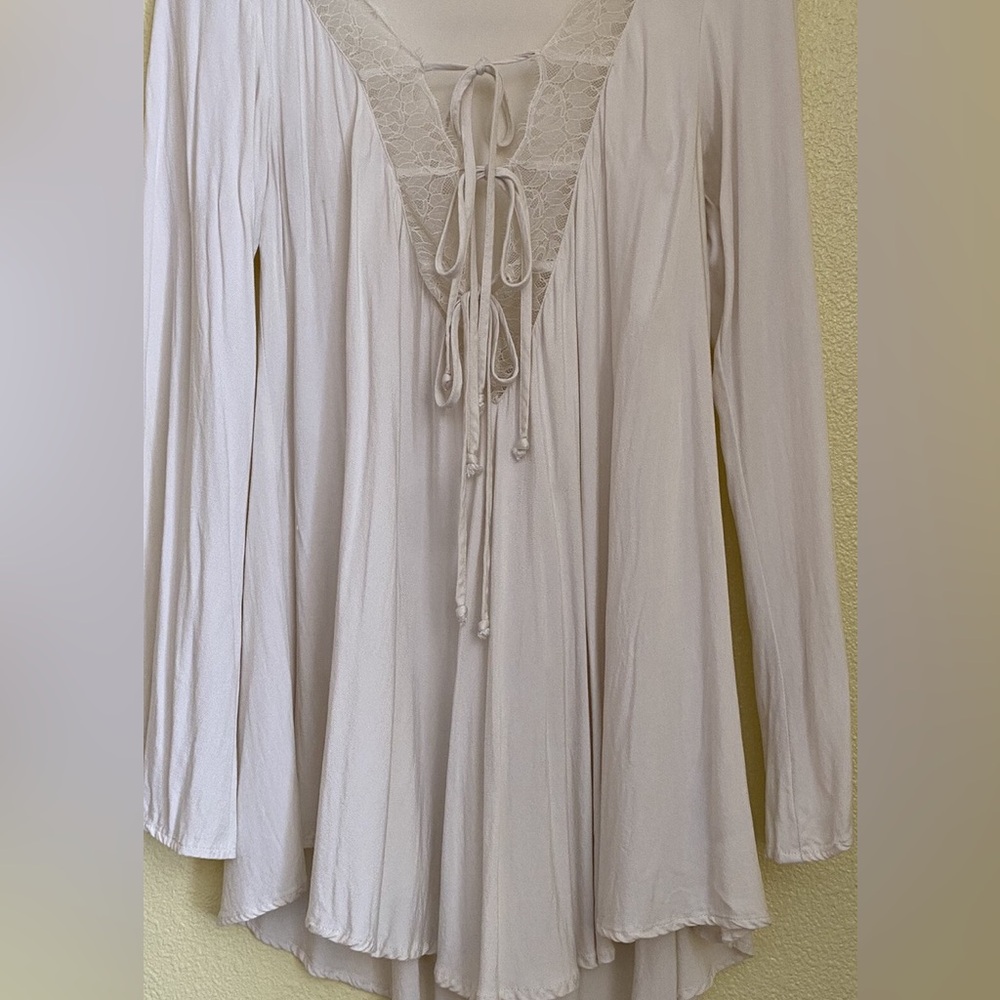 For Love And Lemons White Lace-Trimmed Top